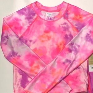 Thereabouts Girls Long Sleeve Rash Guard UPF 50 Tie Dye XL 18.5 Plus NWT - Bin M